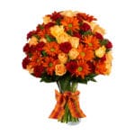 Bouquet autunnale rose pesca e garofani