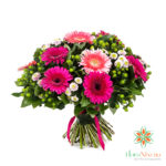 Bouquet di gerbere, crisantemi bianchi e Hypericum