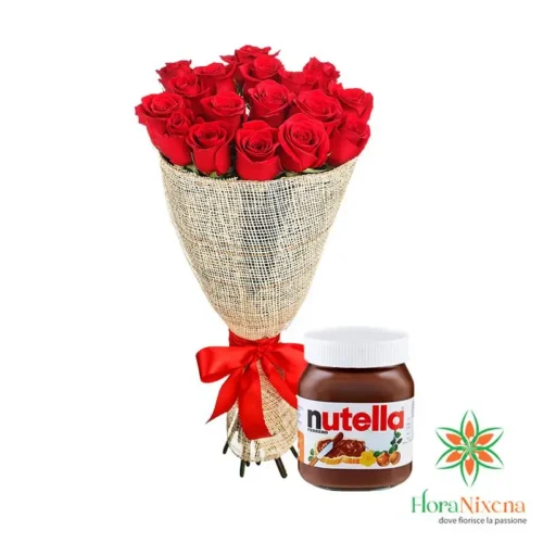 Red roses with Nutella jar