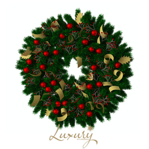 Christmas wreath with berries and Christmas balls